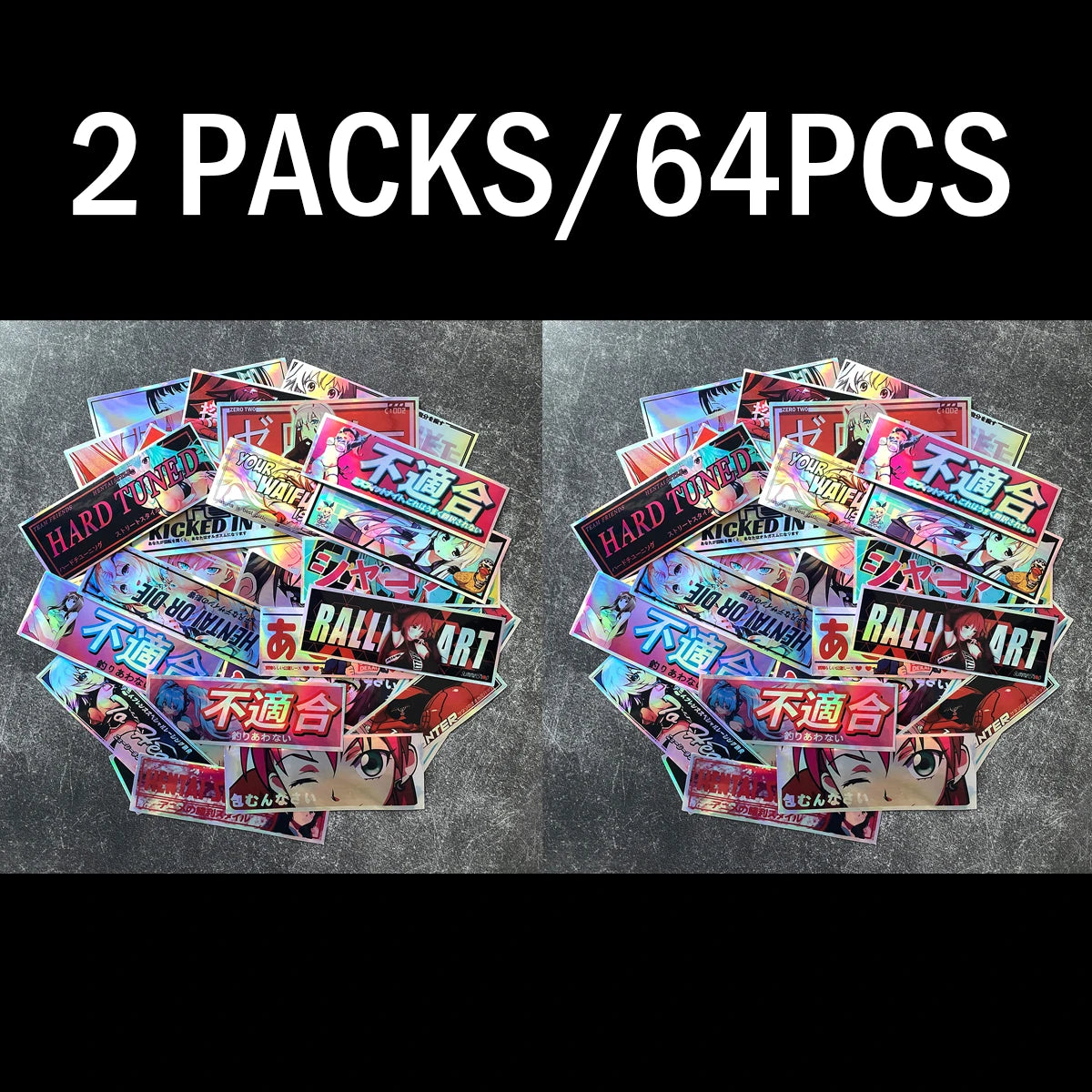 Anime Girl Laser Rainbow Stickers | Vibrant & Durable