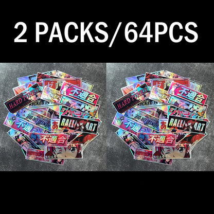 Anime Girl Laser Rainbow Stickers | Vibrant & Durable