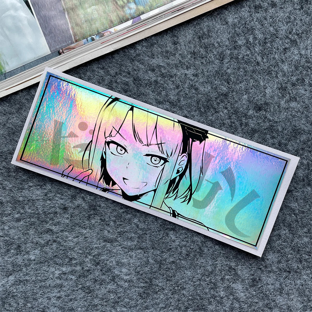 Anime Girl Laser Rainbow Stickers | Vibrant & Durable