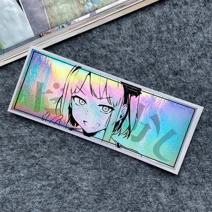 Anime Girl Laser Rainbow Stickers | Vibrant & Durable