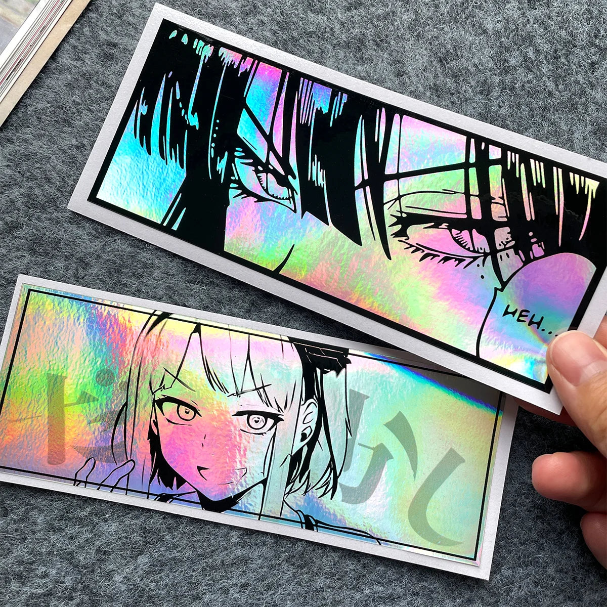 Anime Girl Laser Rainbow Stickers | Vibrant & Durable