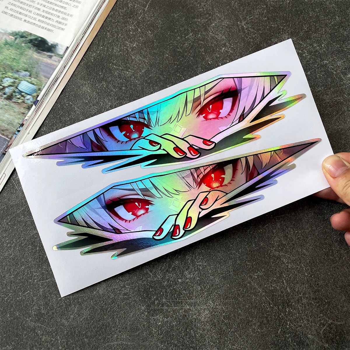 Anime Girl Laser Rainbow Stickers | Vibrant & Durable